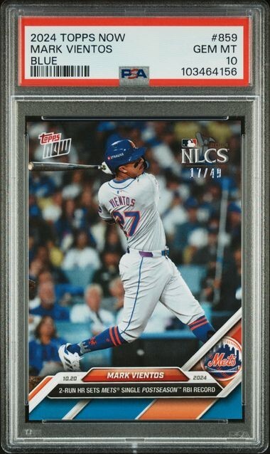 2024 Topps Now Walk Off HR Blue #859 Mark Vientos NY Mets /49 PSA 10 POP 1