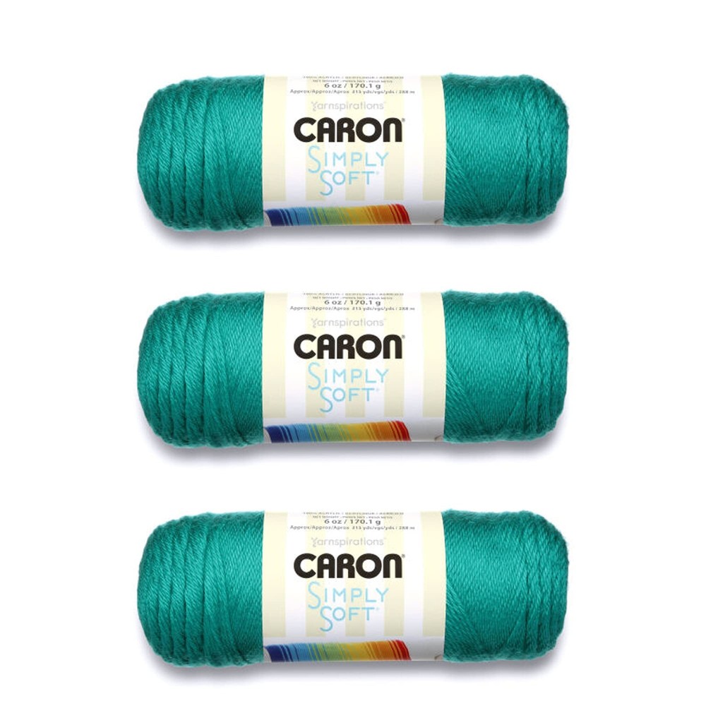 Simply Soft Cool Green Yarn - 3 Pack of 170g/6oz - Acrylic - 4 Medium (Worste...
