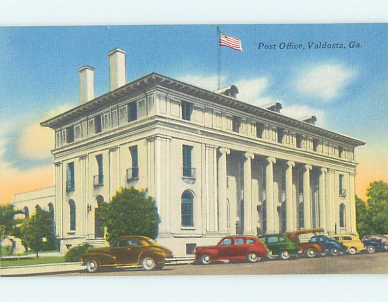 Unused Linen POST OFFICE SCENE Valdosta Georgia GA hs1233@
