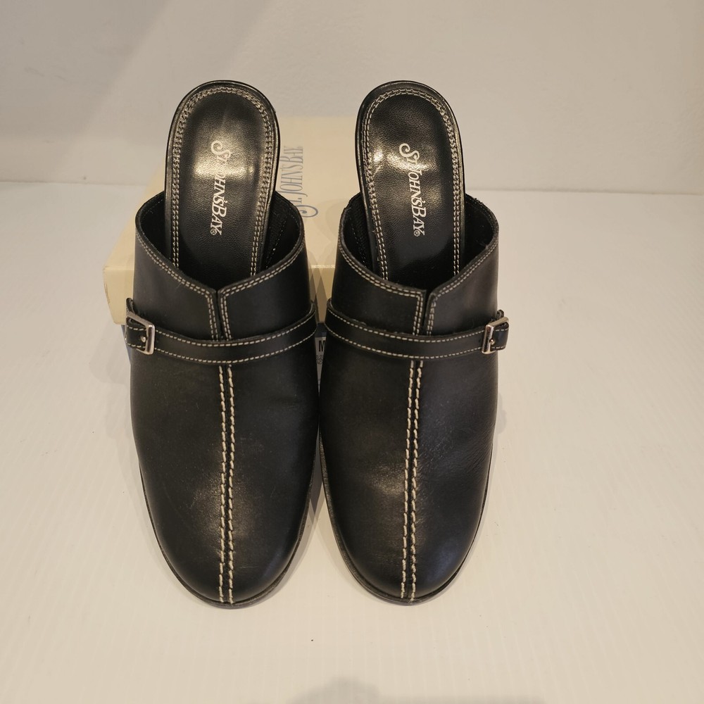 St. John's Bay Leather Slip On Mules Black 3