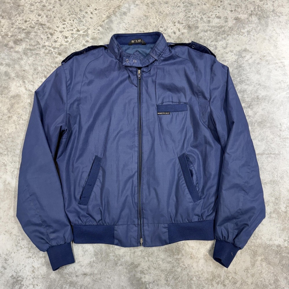 Vintage Members Only Jacket Mens 40 Blue Iconic Racer Bomber Full Zip 80s