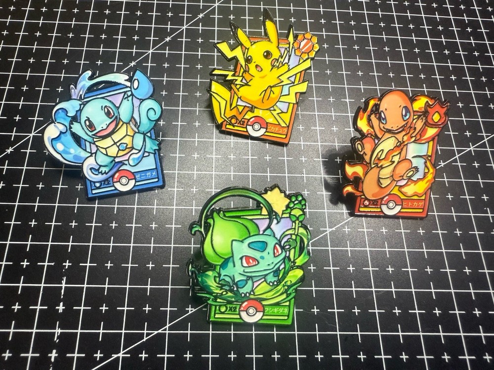 Pokemon Enamel Pin Set Pokémon Cards Pins Squirtle Pikachu Charizard Bulbasaur