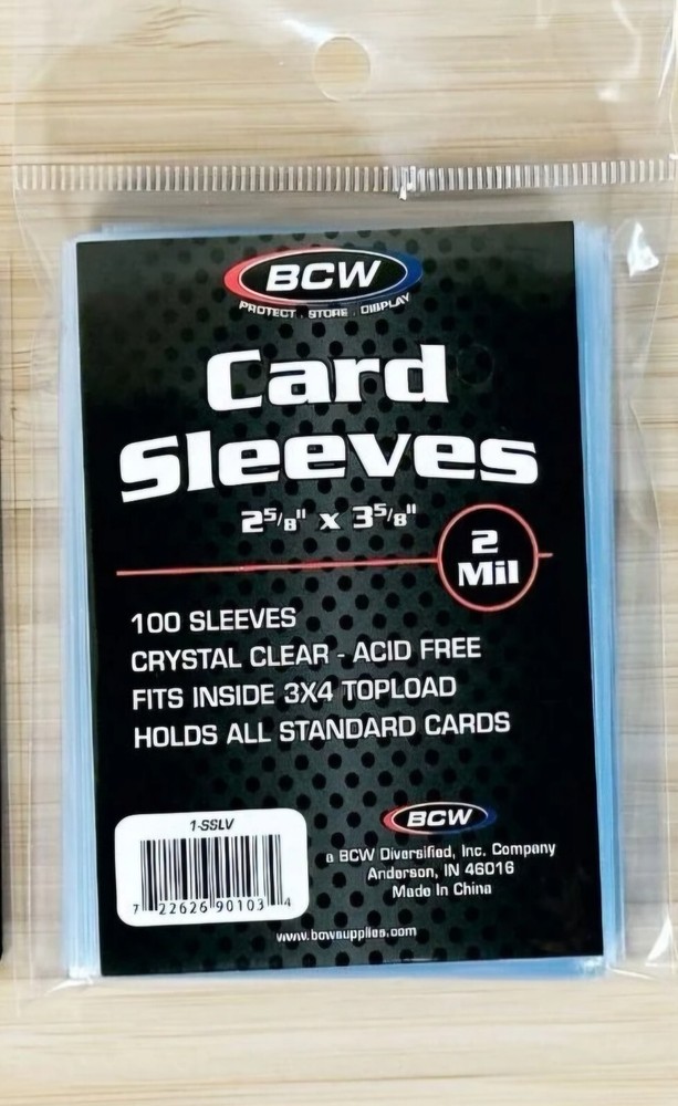 100 BCW Standard Card Penny Sleeves ( 1- 100ct pack) New Crystal Clear /Fits 3x4