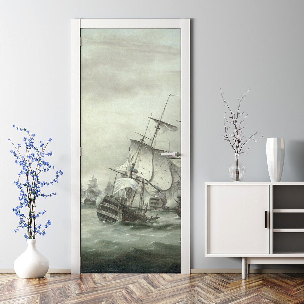Ship Battle Bubble Free Art wall decor Painting Decal Peel and Stick Door Wrap