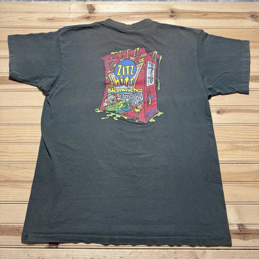 Vintage 90s Freshjive Streetwear Zitz Snack Slime Box USA Skate T-Shirt Size XL