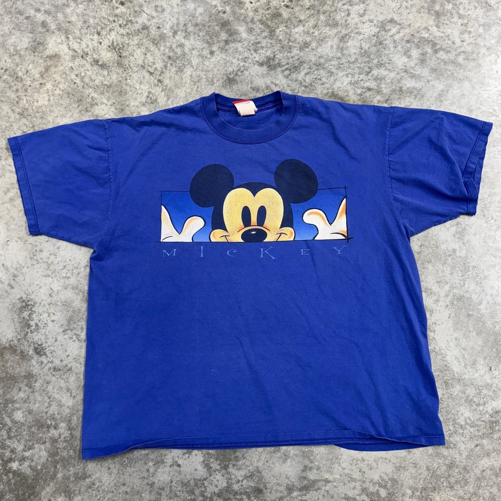 Vintage Mickey Mouse Shirt Mens XL Blue Graphic Disney Cartoon USA 90s