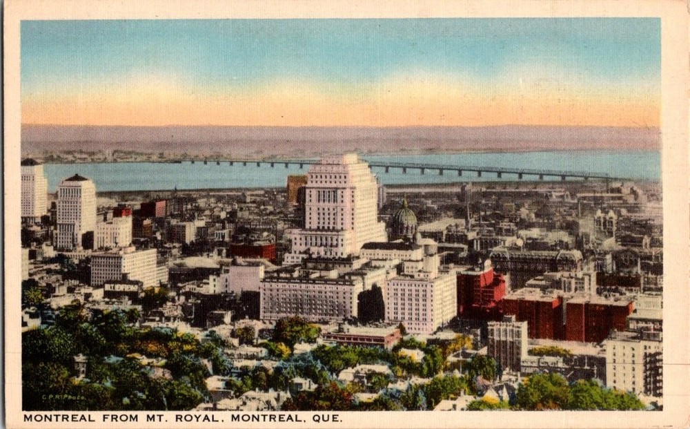 Vintage Montreal Quebec Skyline View from Mount Royal Postcard