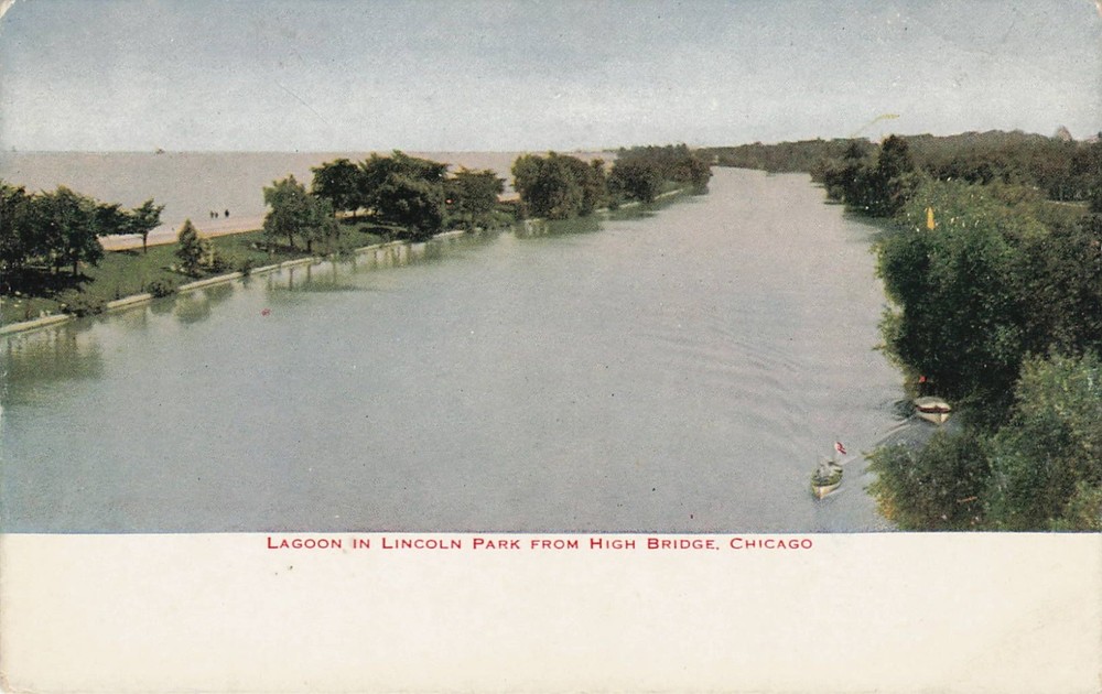 1900s Lagoon in Lincoln Park from High Bridge, Chicago V.O. Hammon Postcard