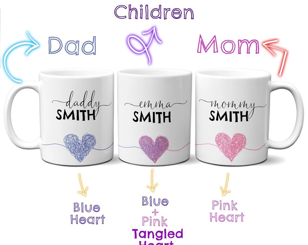 Family Mug Personalized Name Mug For Mommy Daddy Gift For Mom Dad Daughter Son C