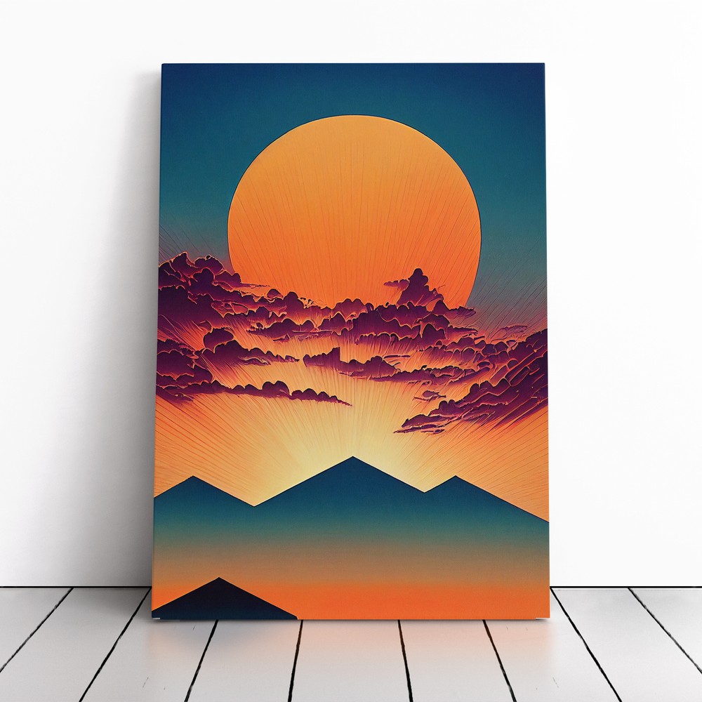 Mountain Sunset Abstract No.3 Canvas Wall Art Print Framed Picture Home Decor