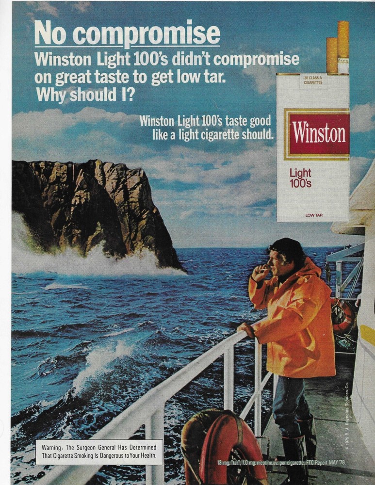 WINSTON LIGHT 100's  CIGARETTES ORIGINAL PRINT AD