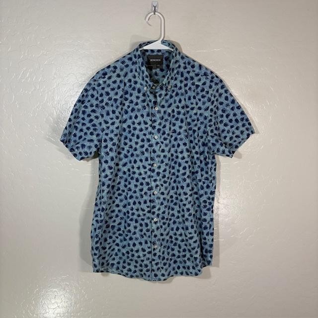 Bonobos Shirt Mens LT Blue Abstract Graphic Short Sleeve Button Up Cotton Casual-image