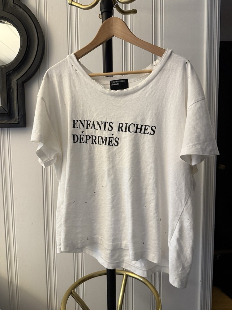 Enfants Riches Deprimes White Distressed Tee Cropped M