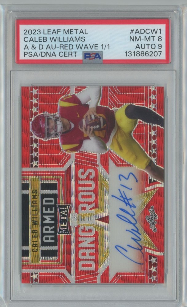 2023 Leaf Metal Draft Armed & Dangerous Autographs Red Wave 1/1 Caleb Williams