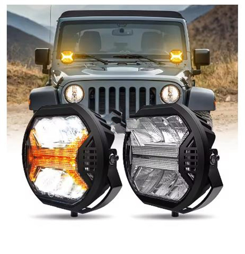 2Pcs 5.75/4 Inch Car Led Work Light Bar Emark Approved Amber DRL Driving Light