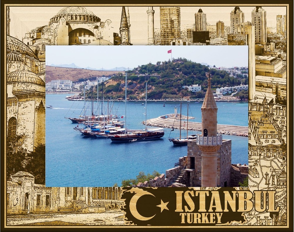Istanbul Turkey Laser Engraved Wood Picture Frame Landscape (4 x 6)