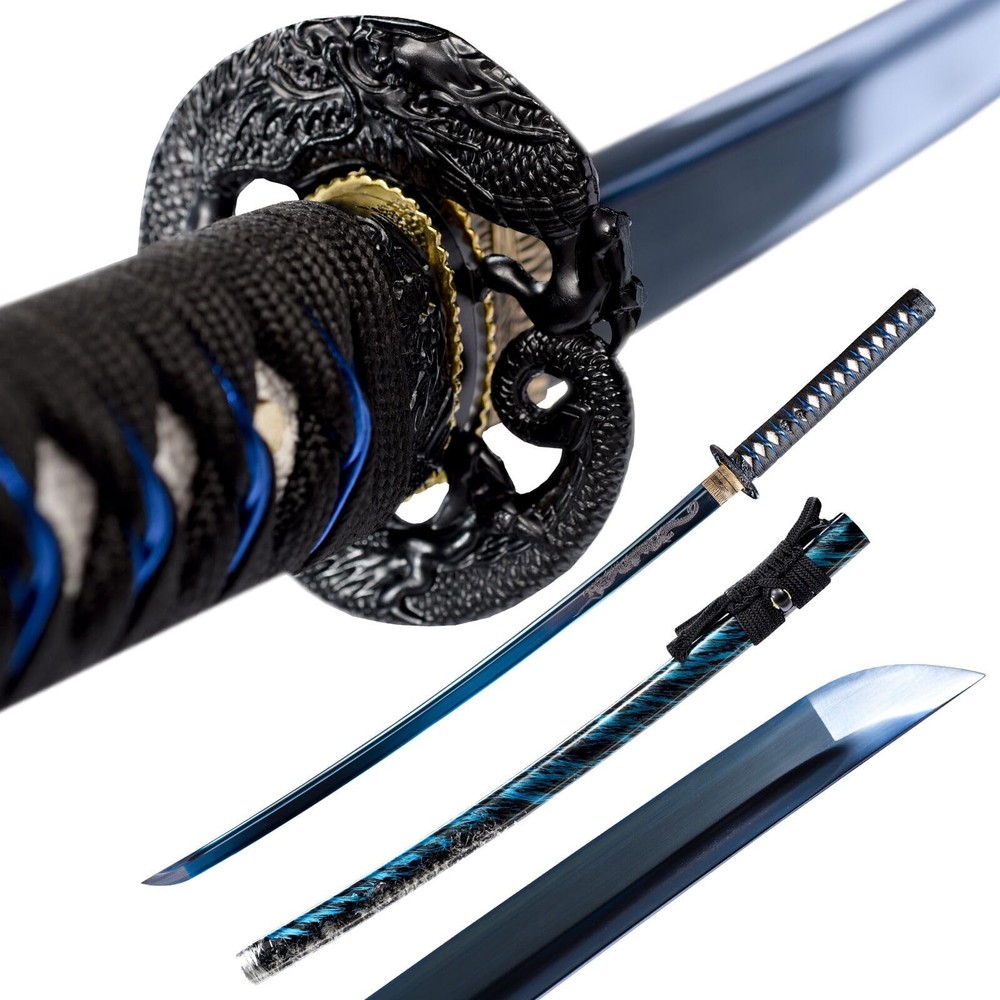 Japanese Blue Katana Sword Real Authentic,Full Tang,Practical,Functional, 106...