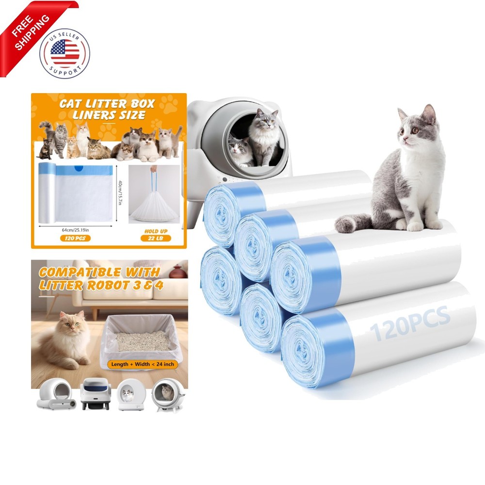 120 Pack Cat Litter Bags Compatible with Litter Robot 3 & 4, Self ...