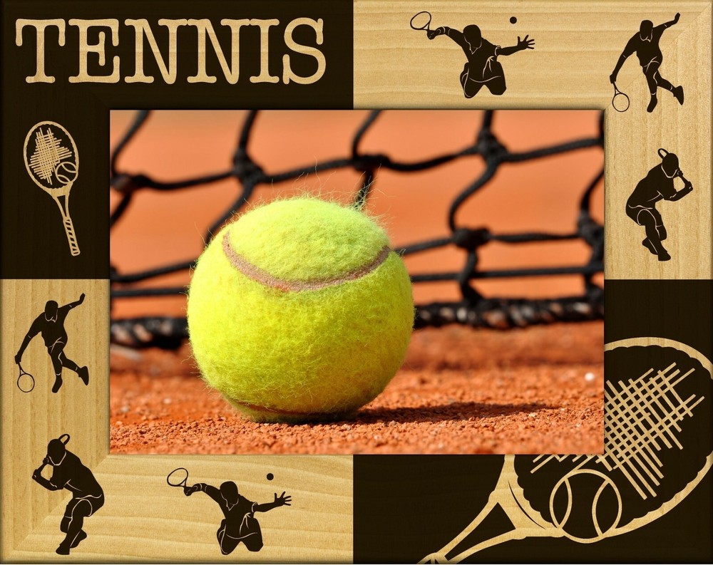 Tennis Laser Engraved Wood Picture Frame Landscape (4 x 6)