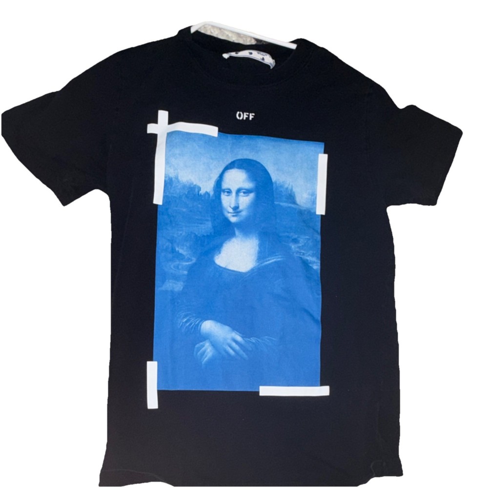 Off-White Mona Lisa Graphic Print Men's Black Cotton T-Shirt Size M