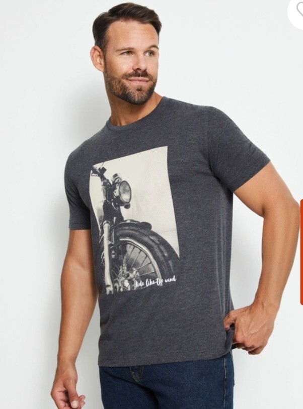 New RIVERS 2XL Men Ride Like The Wind Grey Cotton Motorbike T-Shirt