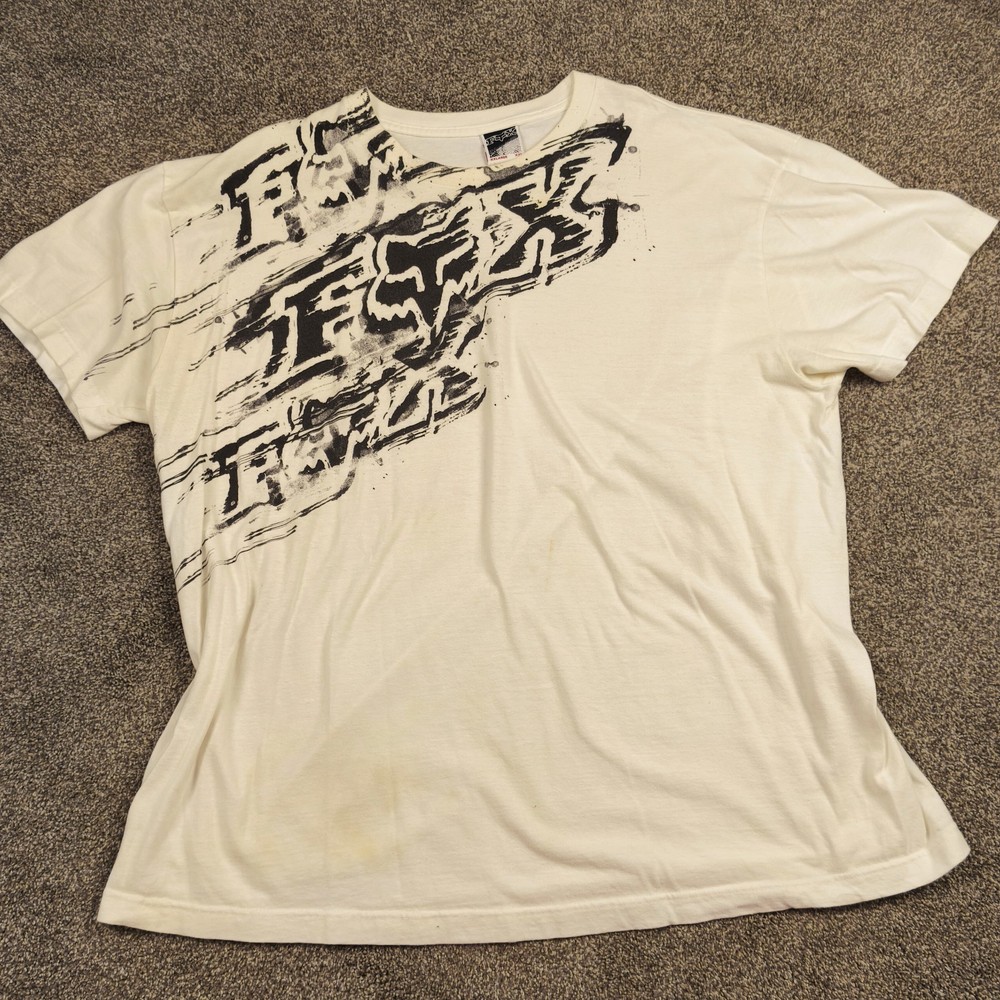 Fox Racing Motocross T Shirt Mens XXL White Graphic Dirt Bike Moto Tee