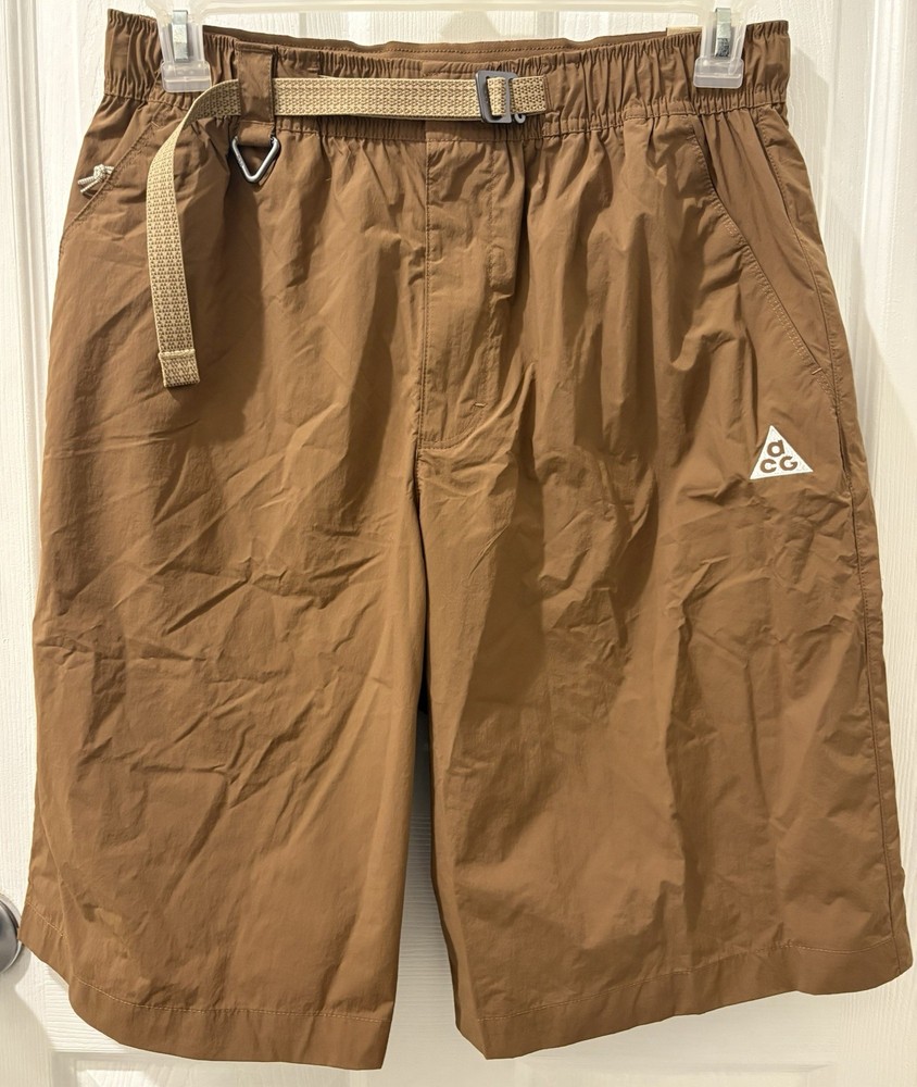 Nike ACG Orb Weaver Outdoor Shorts UV Repel Mosswood Brown HJ2887-235 Mens Sz M