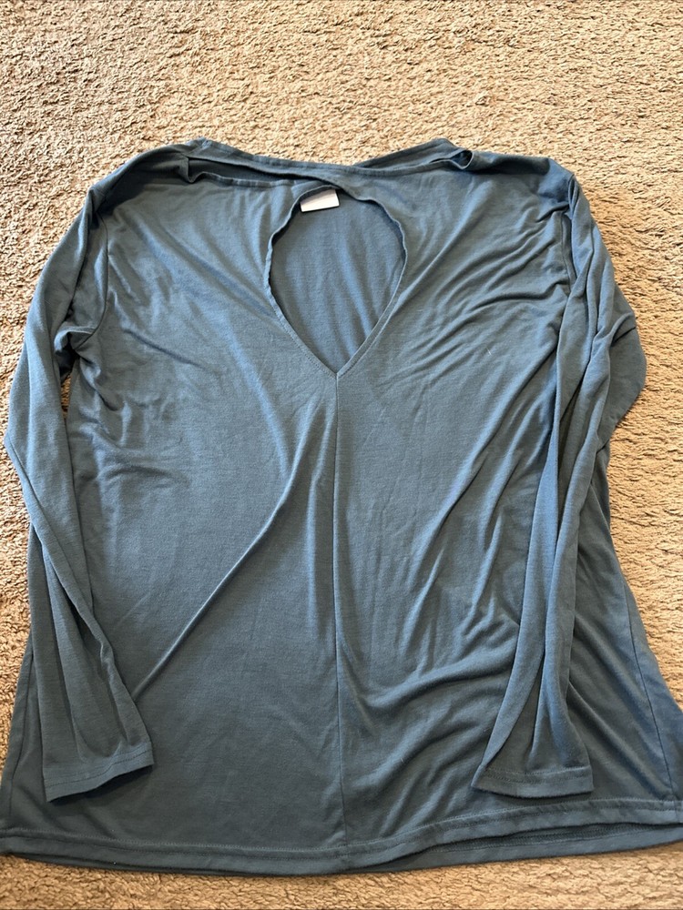 Gymshark Women’s Top Long Sleeve Blue Size Small Open Back Gym CrossFit Workout