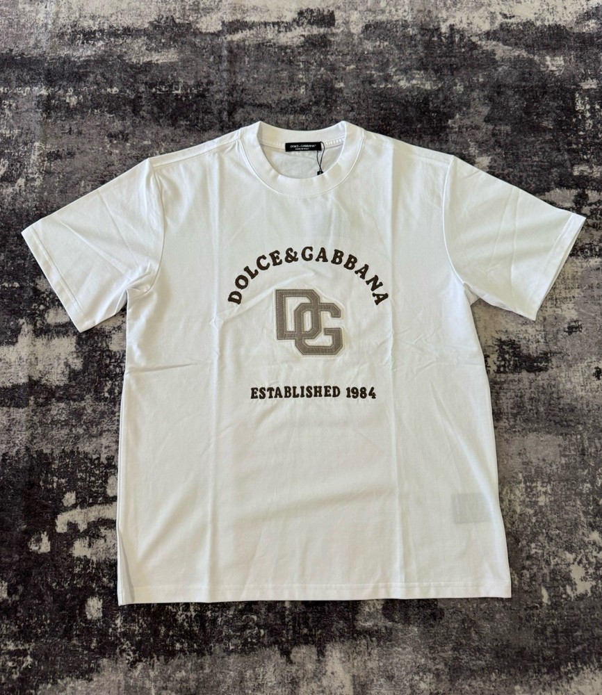 Dolce Gabbana Embroidered Logo Cotton Tshirt White Sz L