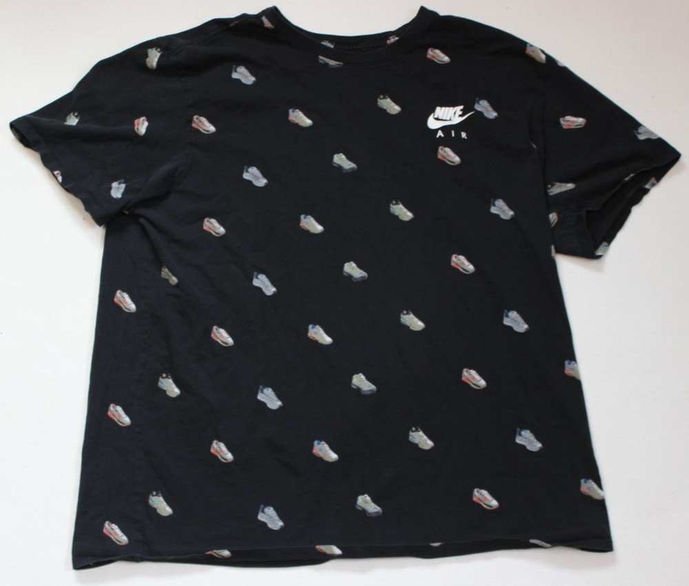 Nike The Nike Tee T-Shirt Men's Size 2XL Black All Over Shoe Print Athleisure
