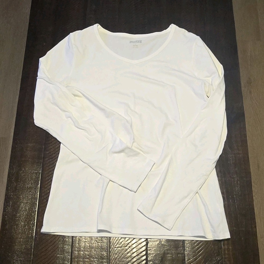 Duluth Trading No Yank Women’s White Long Sleeve Stretch Tee Shirt Size Large