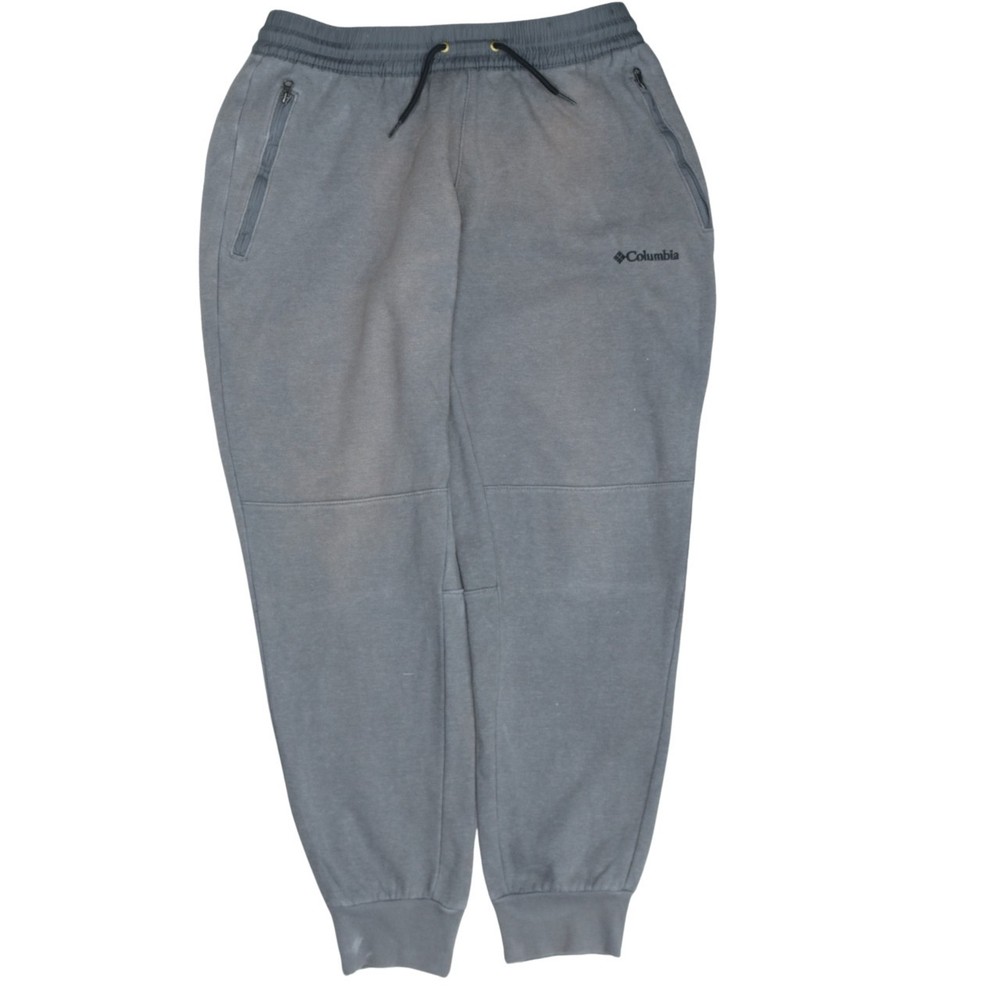 Columbia Mens Joggers Grey Fleece Elastic Waist Zip Pockets Tapered Leg Fit M