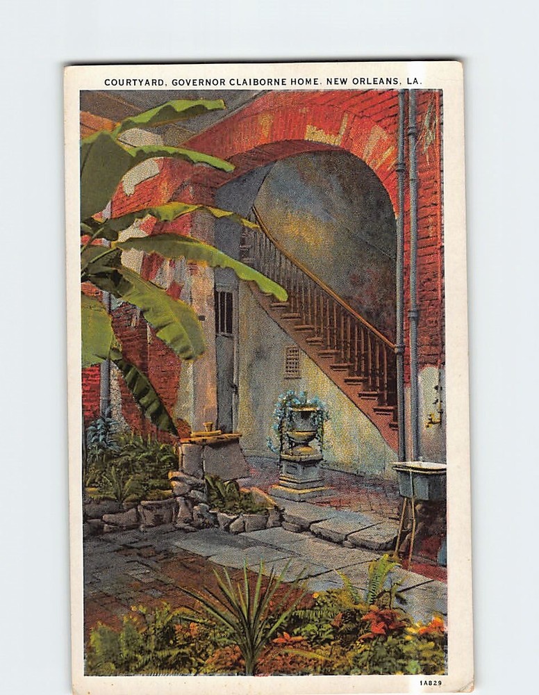 Postcard Courtyard Governor Claiborne Home New Orleans Louisiana USA