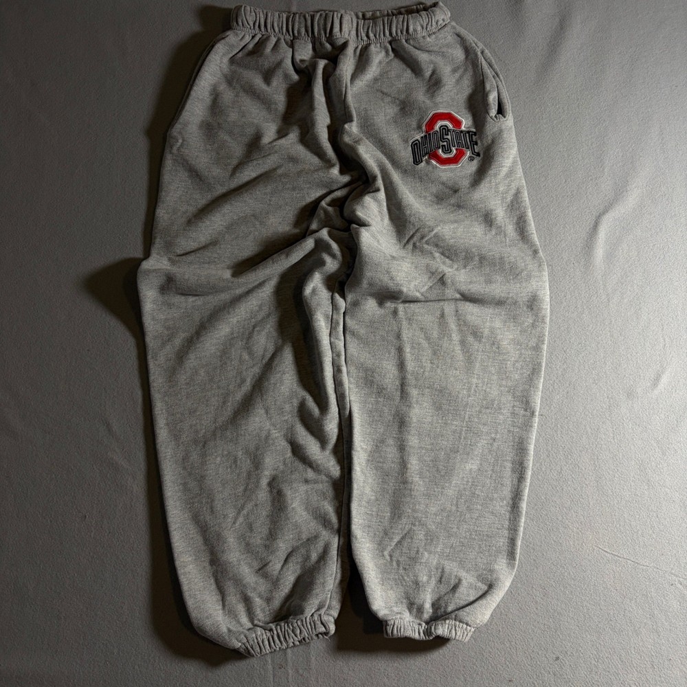 Ohio State Buckeyes Mens Sweatpants Gray Embroidered Logo Elastic Waist