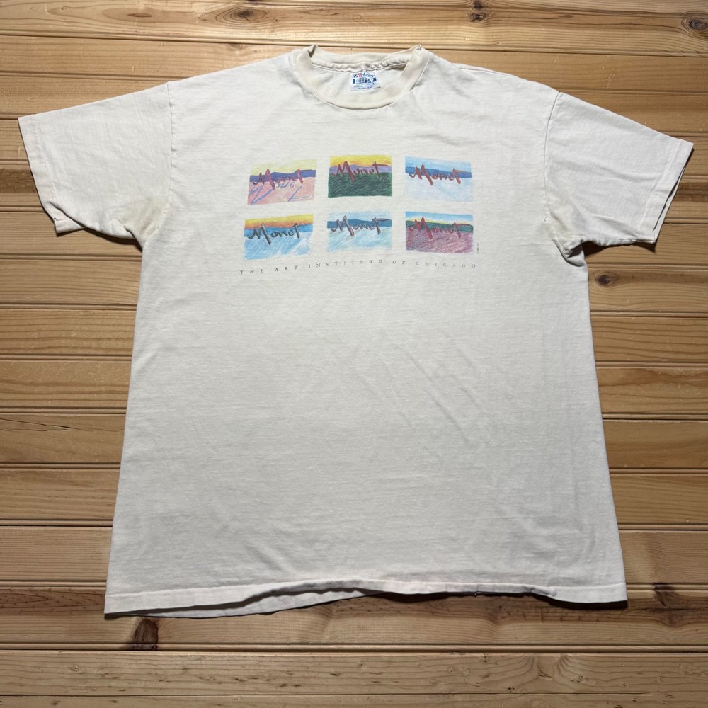 Vintage 1996 Hanes Art Institute of Chicago Claude Monet Graphic T-Shirt USA XL