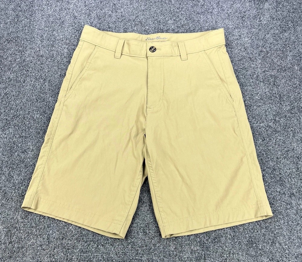 Eddie Bauer Travex Shorts Mens 30 Tan Khaki Nylon Hiking Stretch Flat Front