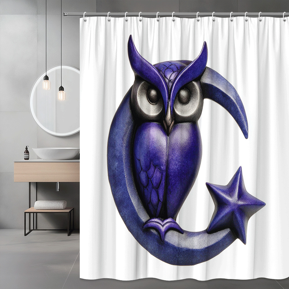 Purple Owl Moon Star Shower Curtain Graphic Print