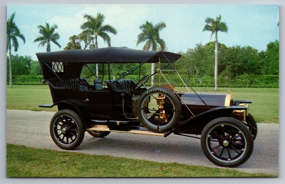 1909 Stevens-Duryea Model Y Cars & Music - Sarasota Florida postcard D10
