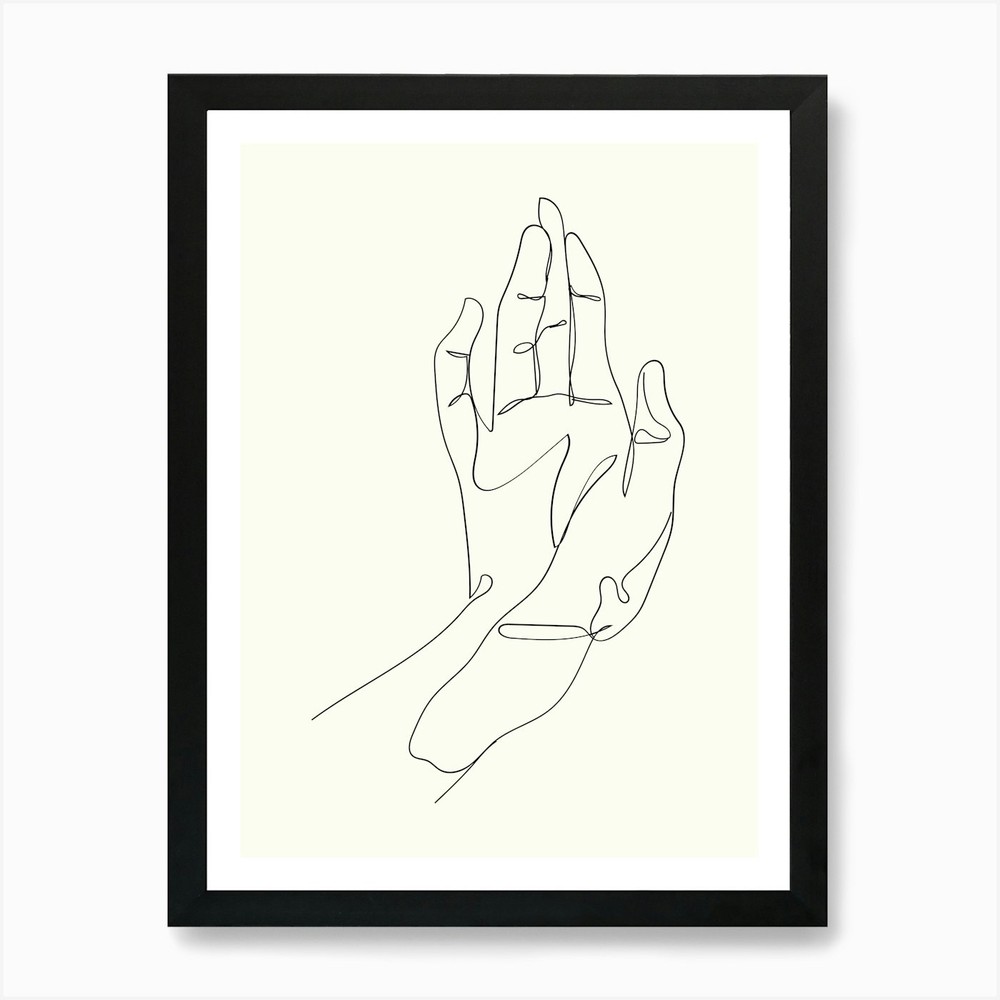 One Line Drawing Of A Hand Monoline Framed Wall Art Poster Canvas Print Picture