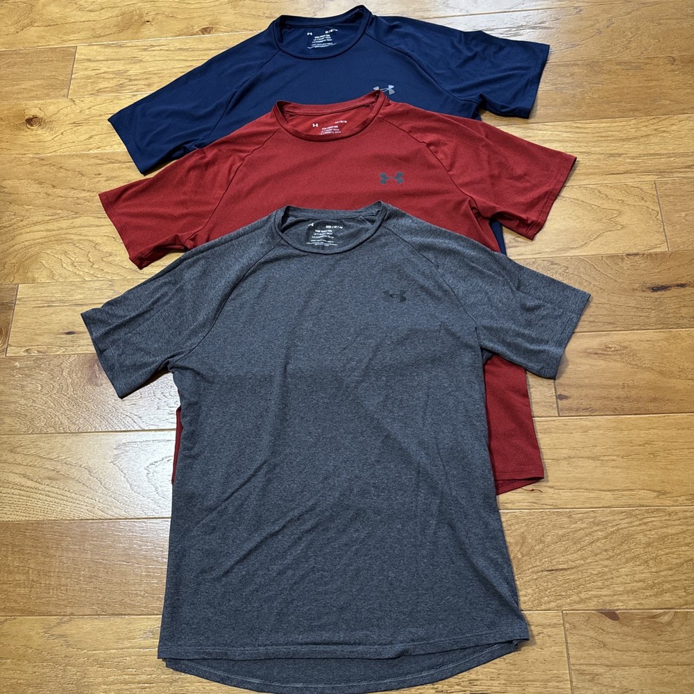 Lot 3 Under Armour The Tech Tee Men T Shirts Short Sleeve Multicolorm Medium Euc