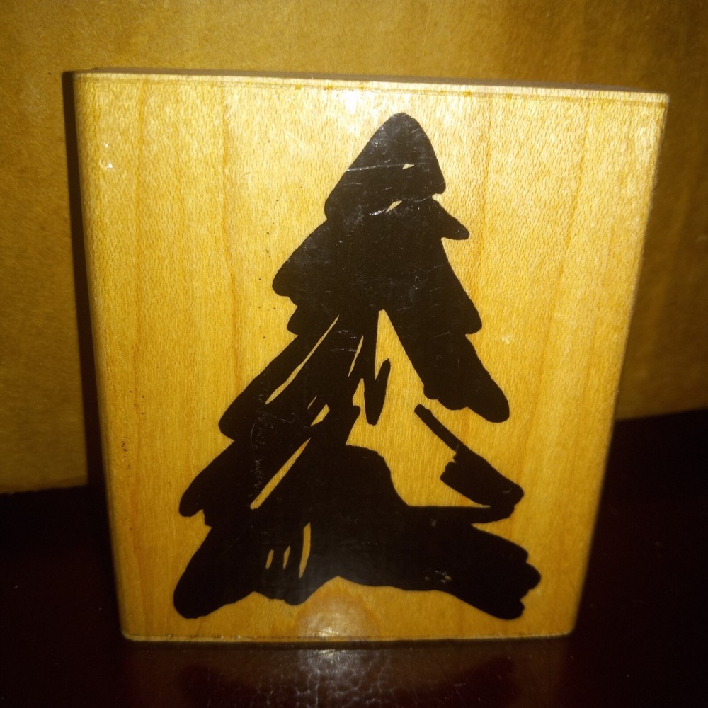 Greeting Tree Holiday Christmas JRL Design Wooden Rubber Stamp