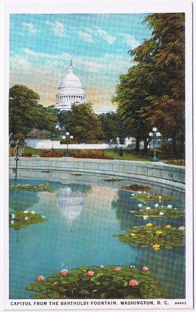Postcard Capitol From The Bartholdi Fountain Washington DC