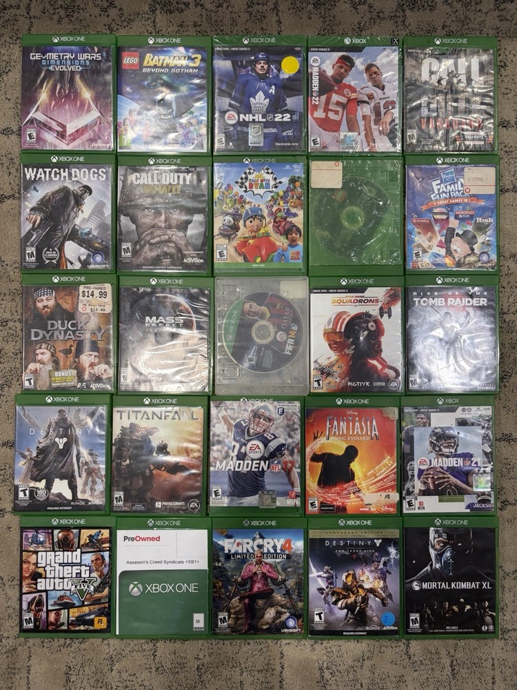Lot Of 25 Xbox One Games: Mortal Kombat Call of Duty Star Wars Tomb Raider NHL
