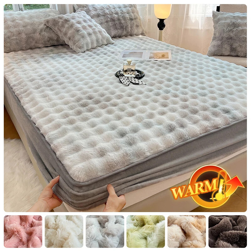 Thicken Velvet Elastic Bed Sheet - Warm Solid Color Soft Mattress Cover