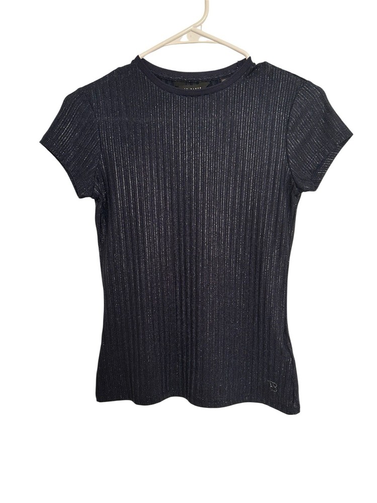 Ted Baker Shimmering Ribbed Black Short Sleeve Tee