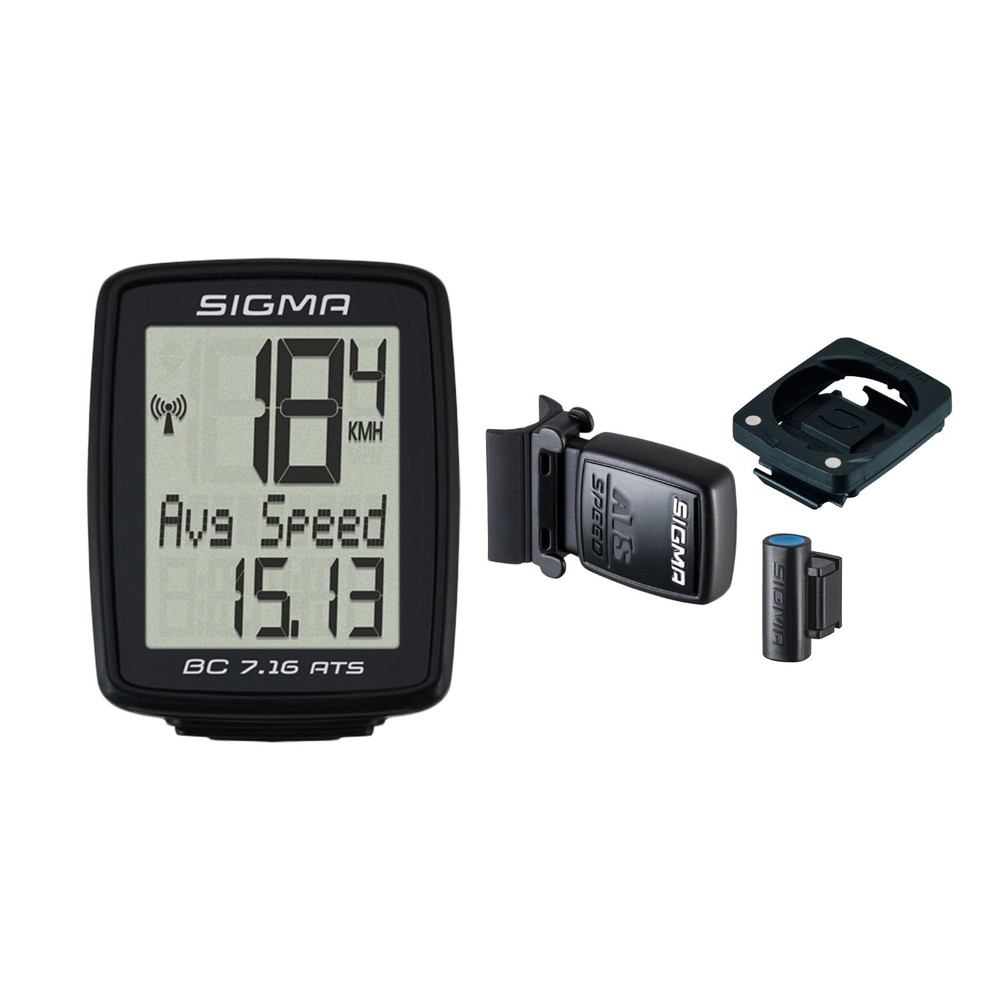 Sigma BC 7.16 ATS Bike Computer Wireless Black 7 Function Large Display IPX8 New