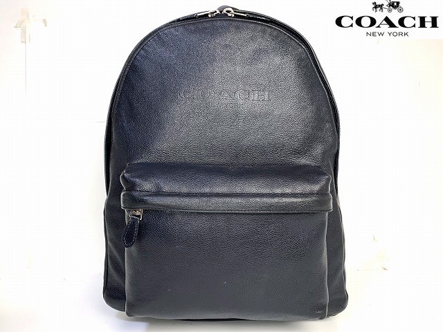 Coach Charles Black Leather Backpack for Men