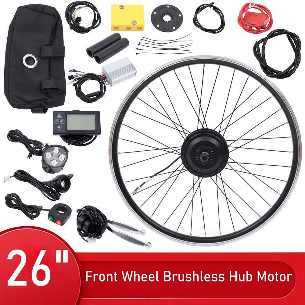 26-inch 350W 36V E-Bike Front Wheel Conversion Kit with LCD Display