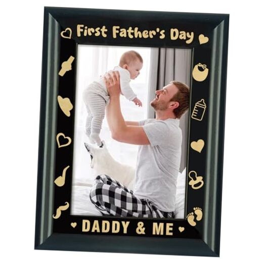 First Fathers Day Picture Frame Wood Daddy and Me Photo Frame Gift for Dad
