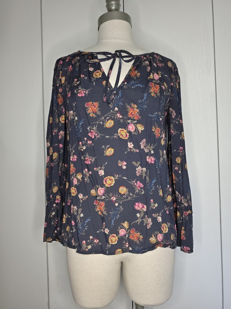 Lucky Brand Womens Blue Floral Shirt Size XS